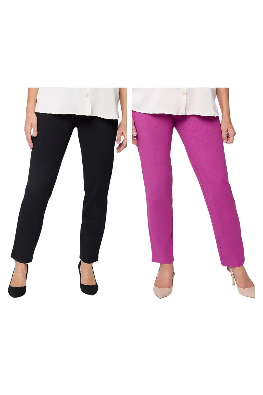 Women with Control Women`s 2-pack Slim Ankle Icon Pant Blk/Passion - Petites